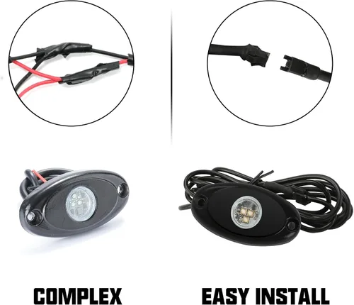 Vista 3 de SUNPIE 8 cápsulas de luces de roca de conexión rápida azul, cables de extensión de 4M para cada luz, 3 chips de alta potencia, almohadillas
