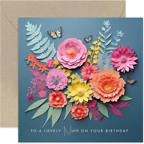 Vista 8 de Old English Co. - Tarjeta de cumpleaños para tía encantadora para ella, diseño de flores oscuras y obras de arte de mariposa, tarjeta de cumpleaños