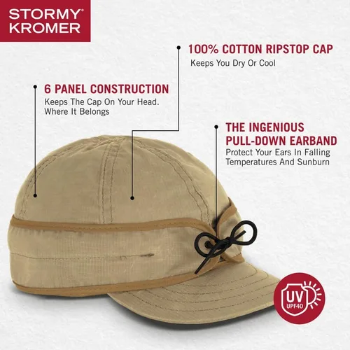 Vista 4 de Stormy Kromer The Trail Cap, repelente al agua, 100% algodón Ripstop, cera lavable para aventuras al aire libre