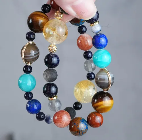 Vista 66 de Precious Gemstone Natural Crystal Healing Bracelet, Rutilated Quartz, Moonstone, Quartz Handmade Original Design Bracelet