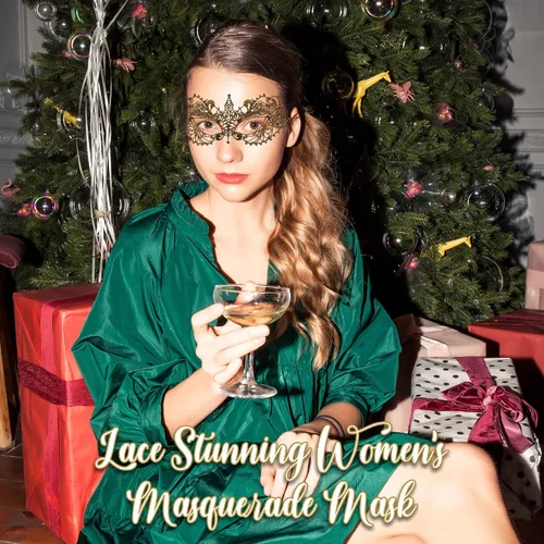 Vista 5 de Lace Masquerade Mask for Women - Venetian Party, Prom, Mardi Gras, Halloween