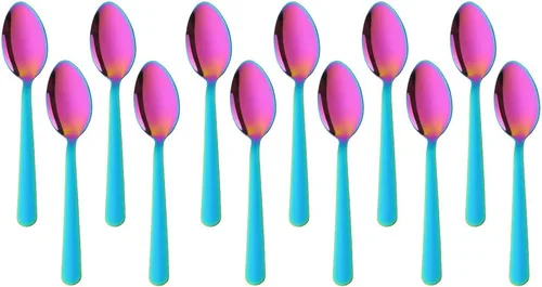 Vista 11 de Juego de 12 cucharas de café Demitasse de acero inoxidable, mini cuchara de 4.5 pulgadas, pequeñas cucharas de espresso para café, azúcar, postre