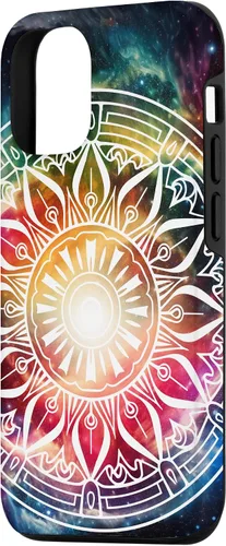 Vista 2 de Funda para iPhone 14, mandala espiritual, hippie y bohemio, meditación de flores para mujer
