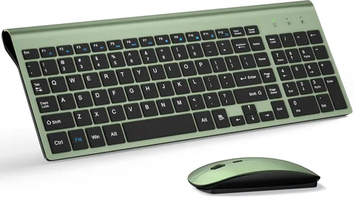 Vista 9 de Combo de teclado y mouse inalámbrico ultradelgado, TopMate 2.4G, mouse USB compacto silencioso de 2400DPI y teclado con interruptor de tijera