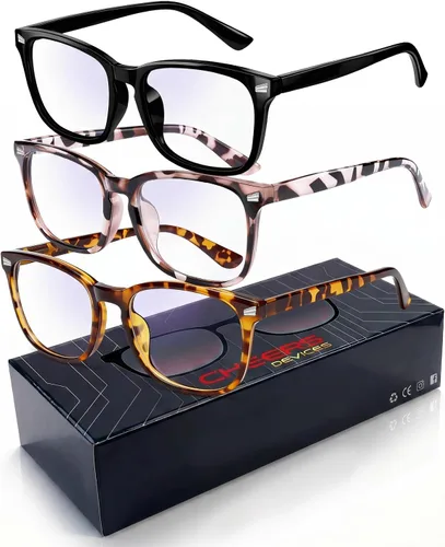 Vista 7 de Gafas de luz azul para niños, paquete de 3 unidades, marco flexible TR90 inastillable, lentes transparentes y rojas, gafas falsas para niños de 2 a