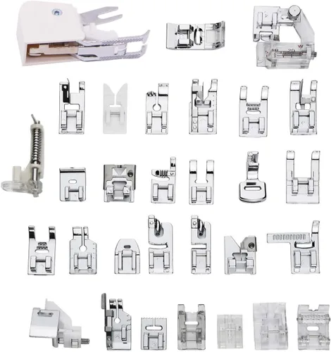 Vista 2 de Juego de 30 prensatelas profesionales para máquina de coser doméstica para hermano, Babylock, cantante, Janome, Elna, Toyota, New Home, Simplicity