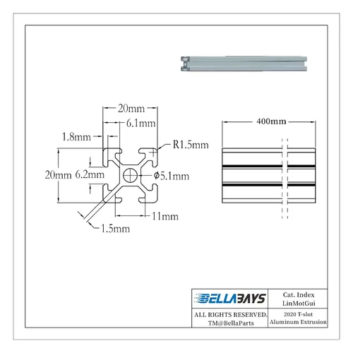 Vista 3 de BELLA BAYS 4 unids 15.75 pulgadas 15.748 in 2020 ranura T perfil de extrusión de aluminio estándar europeo anodizado negro extruido lineal guía