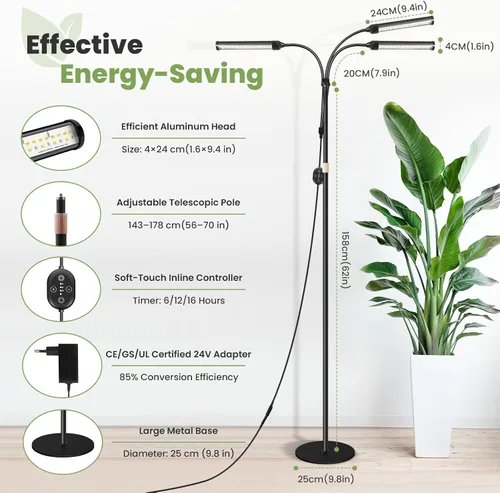 Vista 5 de Luces de plantas grandes para cultivo en interiores de 24 V, espectro completo mejorado de 660 nm, luz LED de cultivo LM281B+, luz de planta
