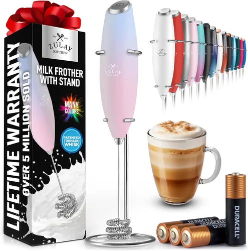 Vista 337 de Zulay Milk Boss Espumador de leche potente manual, hace espuma para latte, batidor para mezclar bebidas, café, miniespumador para capuchino, frappé