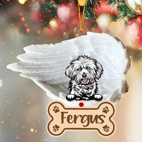 Vista 14 de Adorno de perro afgano de 1 ángel, adorno acrílico 2D personalizado conmemorativo para perros, regalo por pérdida de mascotas, regalo