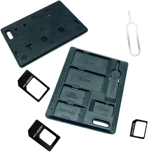 Vista 7 de 1 paquete de soportes para tarjetas SIM con bandeja abridor, juego de herramientas de almacenamiento de tarjetas para tarjetas de memoria Micro Nano