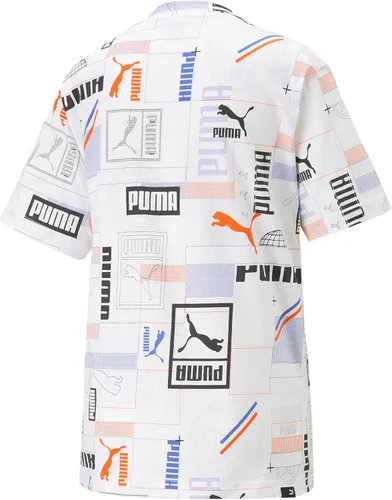 Vista 2 de PUMA Camiseta estampada clásica para mujer, blanco-AOP, Blanco-aop