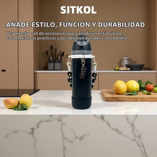 Vista 5 de Juego de fundas de silicona para botella de agua Owala de 24 oz, 32 oz, 40 oz - Incluye funda antideslizante y correa con asa para botella de agua