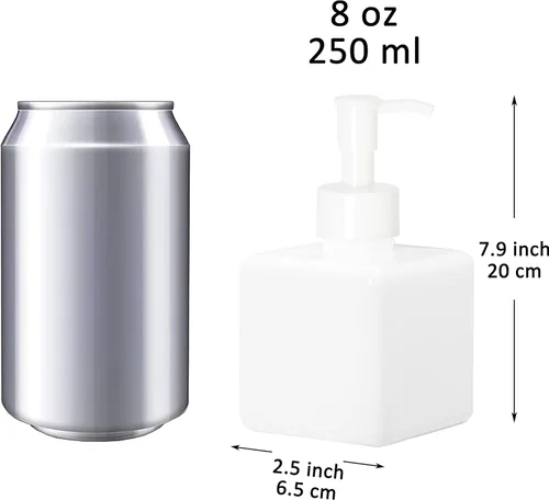 Vista 2 de Youngever Paquete de 5 botellas de plástico con bomba, botellas de plástico recargables blancas con cerradura de viaje (8 onzas)