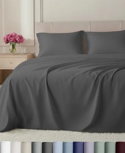 Vista 32 de California Design Den Juego de sábanas de lujo tamaño Queen, 800 hilos, 100% satén de algodón para cama tamaño Queen, juego de ropa de cama con Beige