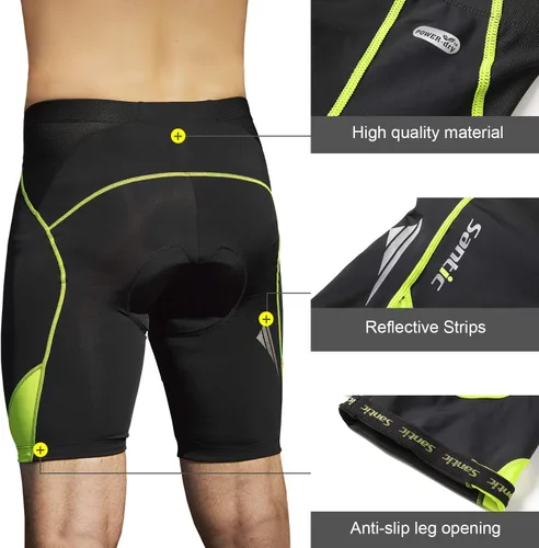 Vista 4 de Santic Pantalones cortos de ciclismo acolchados para hombre, pantalones de ciclismo para ciclismo, ropa de ciclismo