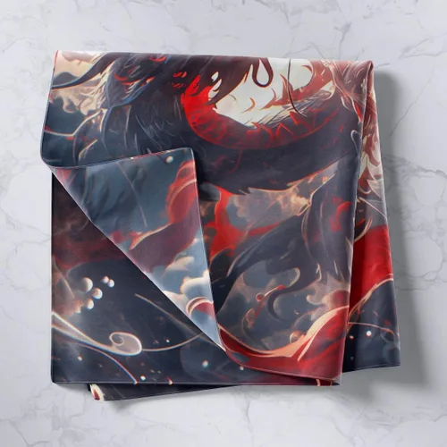 Vista 2 de Erosebridal Magic Dragon Tapestry Black and Red Dragon Wall Tapestry, Magical Animal Wall Hanging Eastern Ancient Wildlife Wall Artwork, White