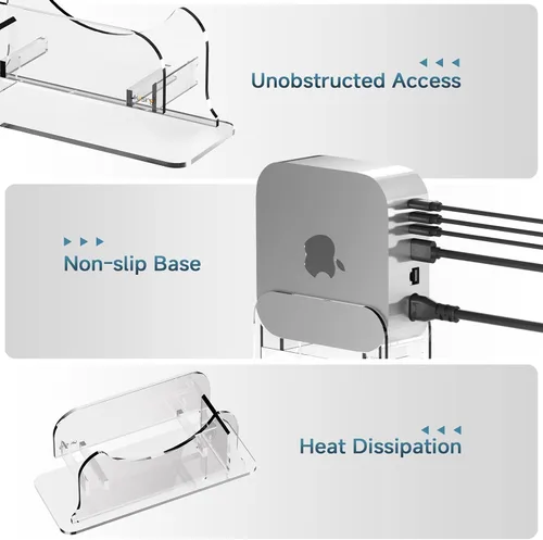 Vista 5 de Likesing Soporte de escritorio vertical de acrílico transparente para Mac mini M4/M4 Pro 2024, soporte para Mac mini M4 con ranura de almacenamiento