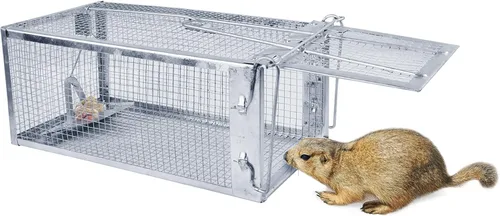 Vista 9 de Trampas humanas para ratas, captura y liberación en vivo para interiores y exteriores, jaula de roedores para ardillas, ratones, ratas pequeñas