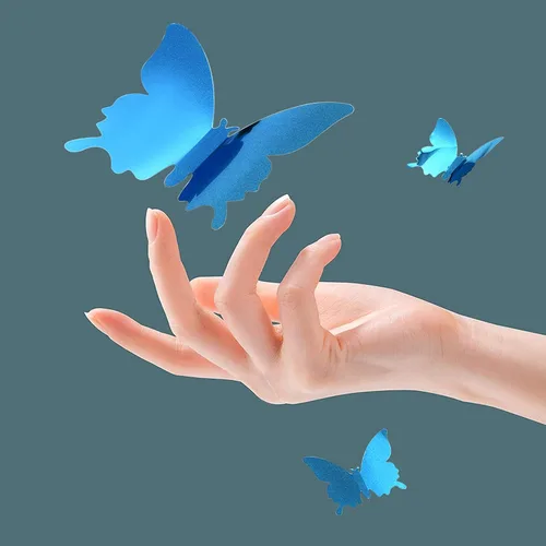 Vista 4 de 60 calcomanías de mariposa de espejo, decoraciones de mariposa 3D extraíbles de CAYUDEN calcomanías de pared mariposas azules, decoración de pared