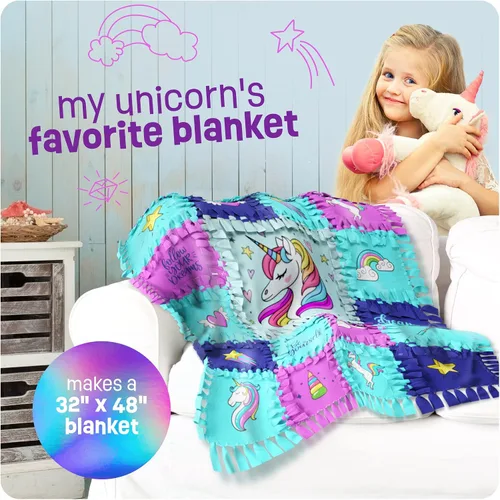 Vista 5 de Pretty Me Unicorn Tuck N' Tie Kit de Manta de Forro Polar - Manualidades DIY para Niñas a partir de 6 años - Las Mejores Ideas de Regalos de Artes