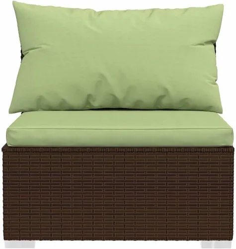 Vista 4 de Patio 3 Seater Sofa with Cushions Brown Poly Rattan Brown and Green