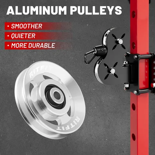 Vista 4 de RitFit Aluminum Pulley Wheel for Gym Equipment, 2PCS/ 6PCS Set Power Rack Pulley Attachment, 90mm Aluminum Alloy Bearing Gym Pulley Wheel for Home