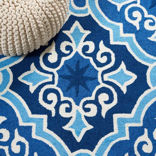 Vista 6 de SAFAVIEH Four Seasons Collection - Alfombra de pasillo, 2 pies 3 pulgadas x 8 pies, azul marino y azul, floral enganchada a mano, no desprende