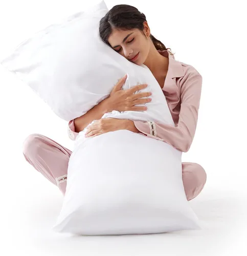 Vista 34 de Love's cabin Funda de almohada de satén para cabello y piel, similar a las fundas de almohada de seda, paquete de 2 fundas de almohada