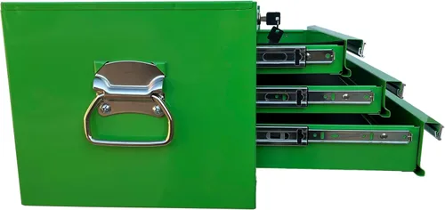 Vista 8 de Workington Industrial Caja de herramientas metálica portátil con 3 cajones, gabinete intermedio de 26" con correderas de rodamientos de bolas Verde