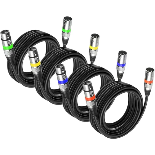 Vista 7 de MAD OWL Paquete de 4 cables DMX – 3.9 ft y 3 pies XLR macho a hembra, luz de etapa corta y larga conexión de señal DMX