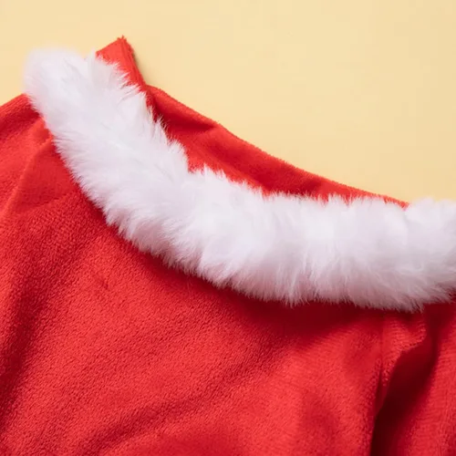 Vista 2 de Traje de fiesta de Navidad para bebés y niñas conjunto de 2 unidades sin espalda línea A vestido de niña