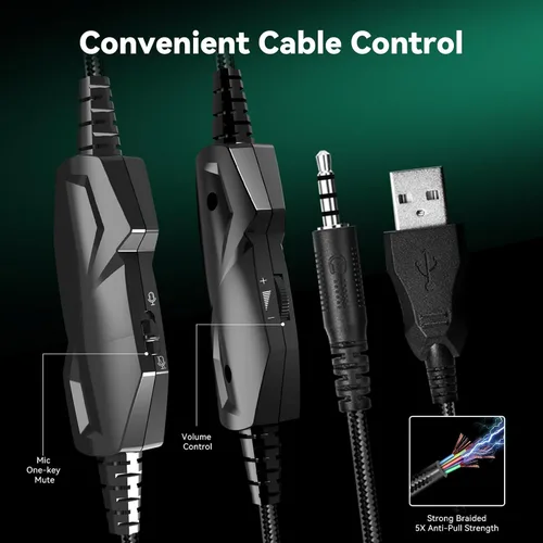 Vista 6 de Auriculares para juegos con micrófono para PC, Xbox One Series Xs, PS4, PS5, interruptor, auriculares estéreo con cancelación de ruido