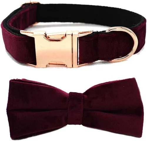 Vista 13 de Love Dream Collar de perro Bowtie de terciopelo, con hebilla de metal desmontable, suave, cómodo, ajustable, para perros pequeños, medianos