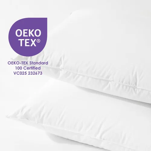 Vista 7 de Canadian Down & Feather Co. - 1 paquete de almohada de plumón de ganso canadiense de soporte medio, tamaño estándar, carcasa de 400 hilos, 100%