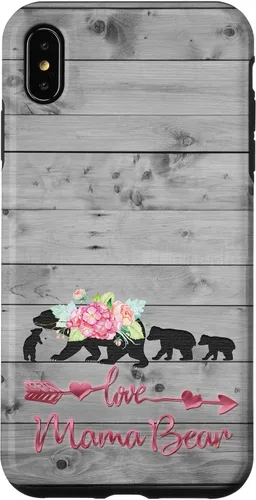 Vista 11 de Pink Floral Black Mama Bear three cubs Vintage Gray Rustic Case for iPhone 16