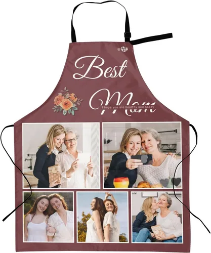 Vista 23 de Delantales personalizados con dos bolsillos para mujeres y hombres, delantales personalizados impresos con texto fotográfico para cocinero de cocina