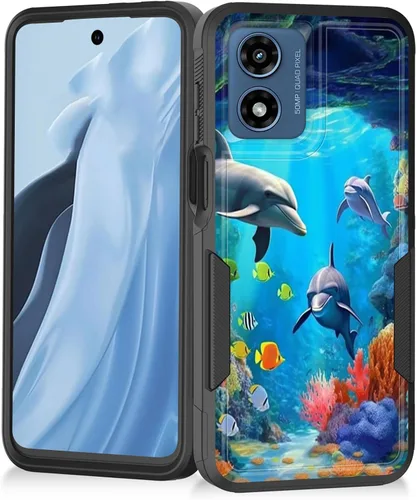 Vista 24 de Funda para Moto G Play 4G 2024, resistente de doble capa híbrida de policarbonato duro, goma suave, a prueba de golpes, funda protectora resistente