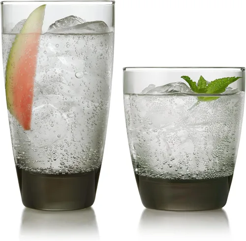 Vista 12 de Libbey Ascent Tumbler and Rocks - Juego de 16 vasos de vidrio con curvatura, juego de cristalería versátil para fiestas y más
