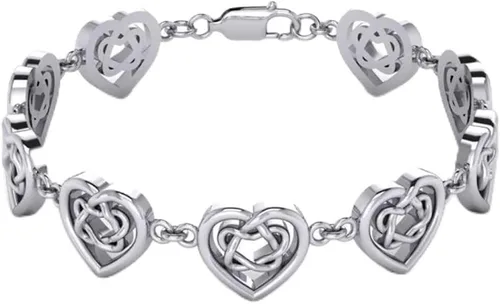 Vista 5 de US Jewels Pulsera de plata de ley 925 con nudos celtas y corazones