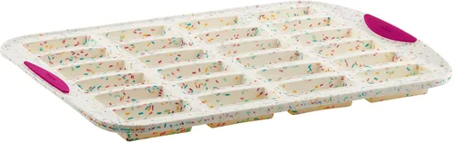 Vista 10 de Trudeau Molde de Donas Jumbo – Molde Antiadherente de 6 Cavidades, Confeti Blanco/Fucsia – Molde de Silicona para Hornear Donas Caseras, Magdalenas