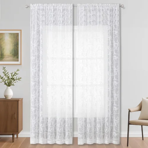 Vista 65 de OVZME Anji Clip Voile Sheer Tiers RD 2X30X36 Negro
