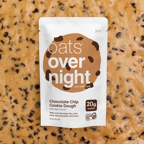 Vista 6 de Oats Overnight - Chocolate Chip Cookie Dough - Batido de desayuno alto en fibra, vegano, con 20 g de proteína, sin gluten, sin OGM