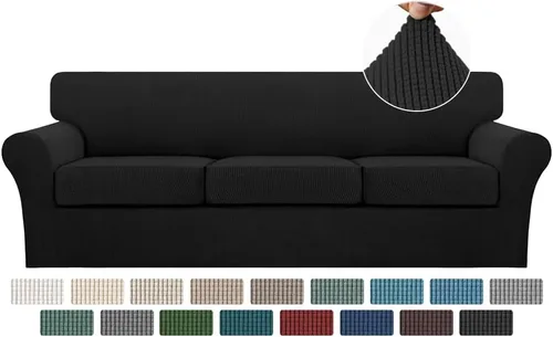 Vista 123 de Turquoize 2 fundas para sillas de sala de estar, funda de sofá con fundas de cojín individuales, funda de muebles para sillas (silla, beige biscotti)