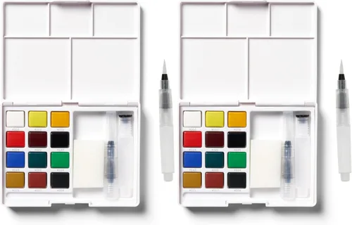 Vista 9 de SAKURA XCNW-12H XNCW-12H, Juego de acuarelas de campo de 12 colores surtidos con pincel Watercolor Sets for Painting On the Go, Includes Water