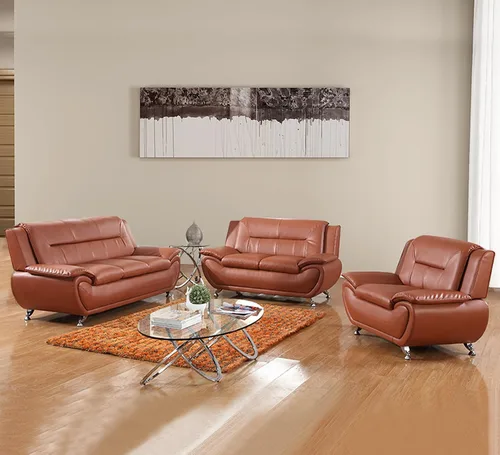 Vista 18 de Juego de sofá de piel sintética para sala de estar, muebles de sala de estar, juego de sofá moderno con sofá de 3 plazas, sofá biplaza y sillón