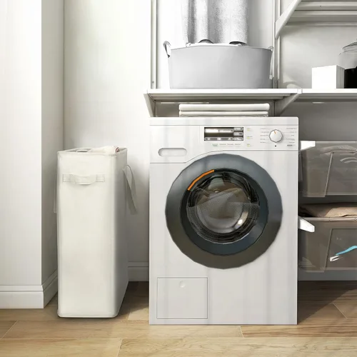 Vista 6 de Chrislley 45L - Cesta de lavandería delgada estrecha con asa, cesta de lavandería plegable para ropa sucia, organizador portátil, contenedores