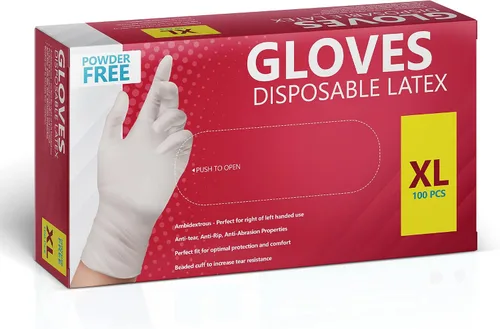 Vista 10 de Nuevos guantes desechables de látex, sin polvo, 100 por caja 1000 estuche Pequeño