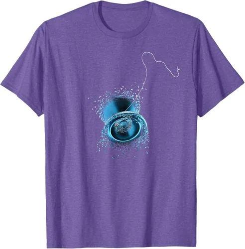 Vista 7 de Shattered Yo Yo - Camiseta de diseño azul impresionante, Negro, S