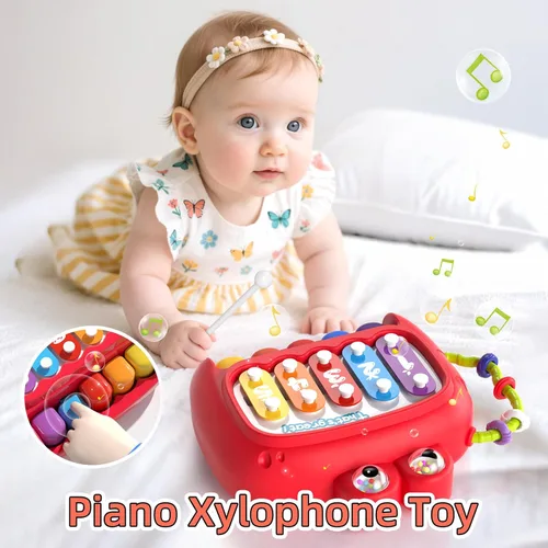 Vista 6 de 4 en 1 Juguetes para bebés de 6 a 12 meses, sensorial e infantil de apilado para 1 año, juguetes de cubo ocupado de dinosaurio para bebés de 6 a 9 a